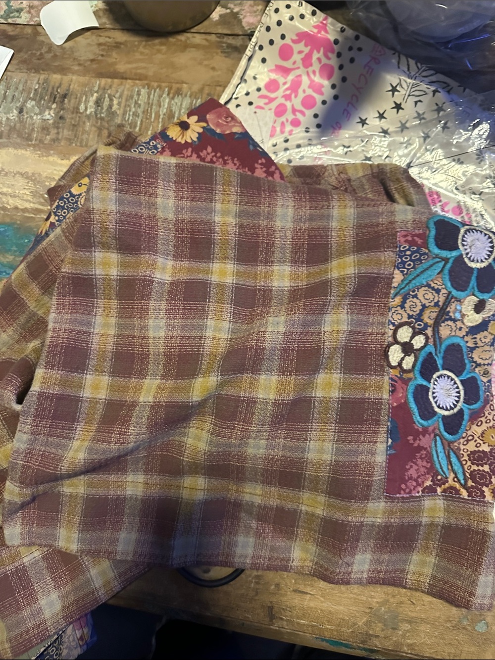 Brooks Embroidered Wide-Leg Patchwork Pants XS NWT - Picture 9 of 10